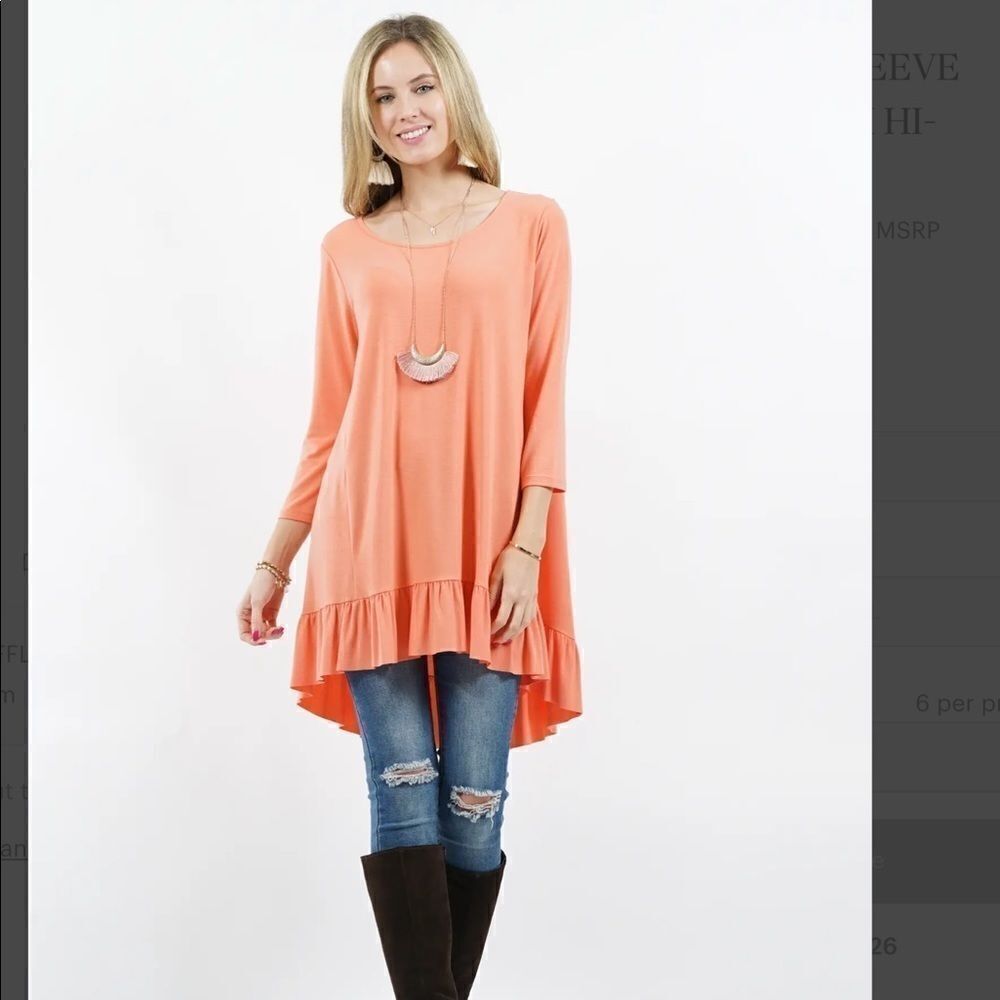 Zenana Premium Tunic Top. Coral color Various sizes
